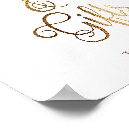 金ゴールド結婚のカードと贈り物のサイン |金ゴールド ポスター (角)