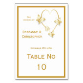 金ゴールド結婚のテーブルカード蝶ハート テーブルナンバー (正面)