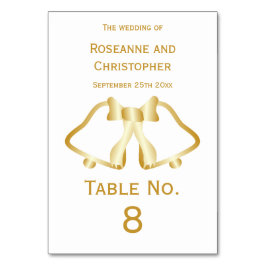 金ゴールド結婚のテーブル番号カードベルとリボン テーブルナンバー