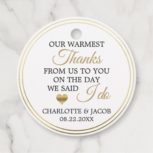 金ゴールド結婚のハートが最も暖か感謝していい |ありがとうございます フェイバータグ (裏面)