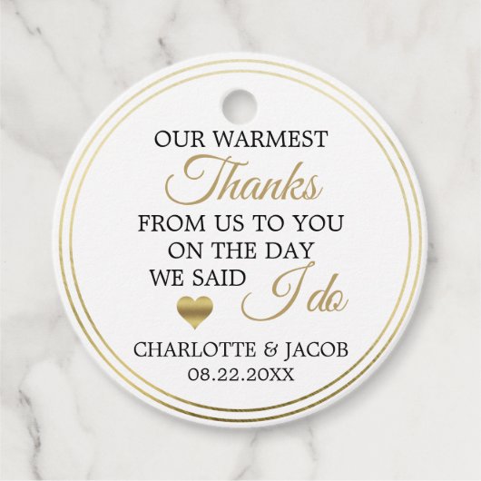 金ゴールド結婚のハートが最も暖か感謝していい |ありがとうございます フェイバータグ (正面)