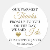 金ゴールド結婚のハートが最も暖か感謝していい |ありがとうございます ラウンドシール (正面)