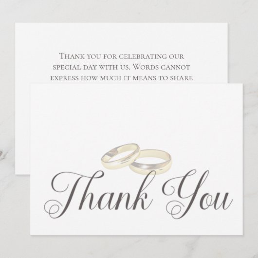 金ゴールド結婚のホワイトズの結婚リングや輪 サンキューカード (正面/裏面)