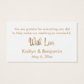 金ゴールド結婚のメッセージカード挿入カード (裏面)