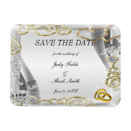 金ゴールド結婚のリングや輪とハートは日付マグネットを保存 マグネット