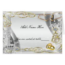 金ゴールド結婚のリングや輪とハート表の座席表