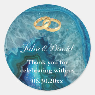 金ゴールド結婚のリングや輪はBlue Agateに感謝 ラウンドシール