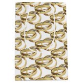 金ゴールド結婚のリングや輪オンホワイト ミディアムペーパーバッグ (正面)