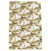 金ゴールド結婚のリングや輪オンホワイト ミディアムペーパーバッグ (裏面)