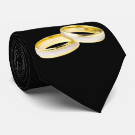 金ゴールド結婚のリングや輪オン・ブラック ネクタイ