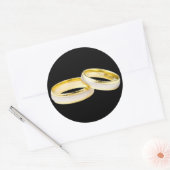 金ゴールド結婚のリングや輪カスタム背景色 ラウンドシール (封筒)