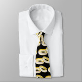 金ゴールド結婚のリングや輪パターン(黒) ネクタイ (タイ)