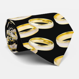 金ゴールド結婚のリングや輪パターン（黒） ネクタイ