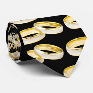 金ゴールド結婚のリングや輪パターン(黒) ネクタイ