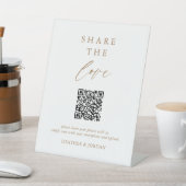 金ゴールド結婚の共有ラブフォト共有QRコード 台座サイン (インサイチュ)