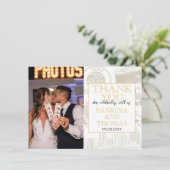 金ゴールド結婚の写真ありがとう サンキューカード (スタンド正面)