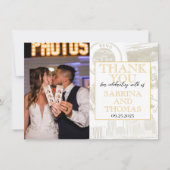 金ゴールド結婚の写真ありがとう サンキューカード (正面)