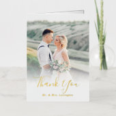 金ゴールド結婚の写真ありがとう 箔グリーティングカード (正面)