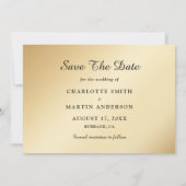 金ゴールド結婚の写真が日付カードを保存 セーブザデート (裏面)