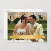 金ゴールド結婚の写真カスタムありがとう ポストカード (正面/裏面)