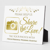 金ゴールド結婚の写真共有のハッシュタグ記号 フォトプラーク (側面)