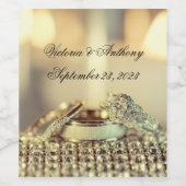 金ゴールド結婚の名前エレガント日付スクリプト ワインラベル (シングルラベル)