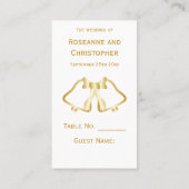 金ゴールド結婚の場所設定カードベルリボン プレイスカード (裏面)