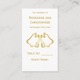 金ゴールド結婚の場所設定カードベルリボン プレイスカード