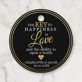 金ゴールド結婚の幸せに対する鍵は愛オープンボトル フェイバータグ