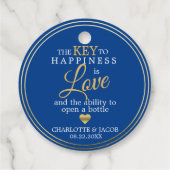 金ゴールド結婚の幸せに対する鍵は愛オープンボトル フェイバータグ (裏面)