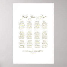 金ゴールド結婚の座席の看板を見つける ポスター