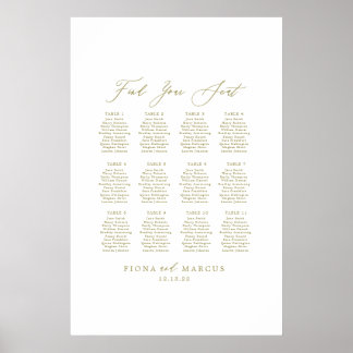 金ゴールド結婚の座席の看板を見つける ポスター