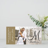 金ゴールド結婚の感謝フォトカードテンプレート サンキューカード (スタンド正面)