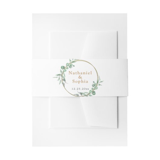 金ゴールド結婚の招待状用帯 招待状ベリーバンド (正面例)