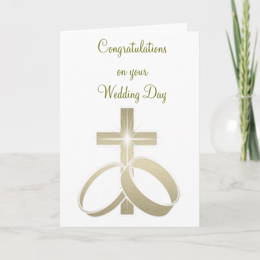 金ゴールド結婚の指輪とクロスアート カード (正面)