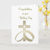 金ゴールド結婚の指輪とクロスアート カード (黄色い花)