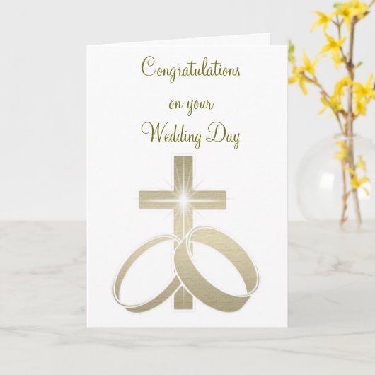 金ゴールド結婚の指輪とクロスアート カード (黄色い花)