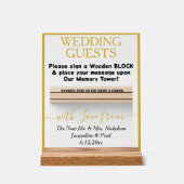 金ゴールド結婚の木製版名 アクリルサイン (正面)