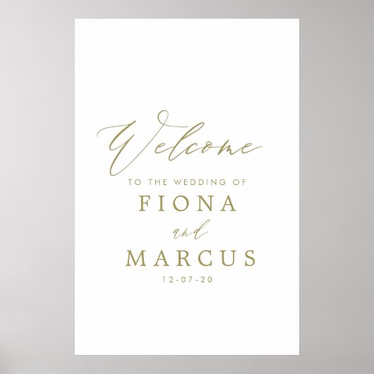金ゴールド結婚の歓迎サイン ポスター (正面)
