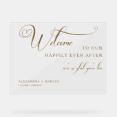 金ゴールド結婚の歓迎 | あなたは来てとても嬉しい アクリルサイン (正面)