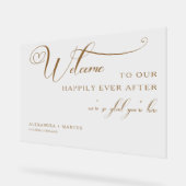 金ゴールド結婚の歓迎 | あなたは来てとても嬉しい アクリルサイン (傾斜)