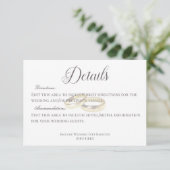 金ゴールド結婚の白の詳細上の結婚リングや輪 エンクロージャーカード (スタンド正面)