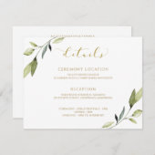 金ゴールド結婚の緑色植物水色エレガント エンクロージャーカード (正面/裏面)