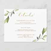 金ゴールド結婚の緑色植物水色エレガント エンクロージャーカード (正面)