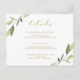 金ゴールド結婚の緑色植物水色エレガント エンクロージャーカード