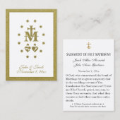 金ゴールド結婚の聖カード奇跡メダル 名刺 (正面/裏面)