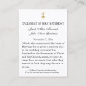 金ゴールド結婚の聖カード奇跡メダル 名刺 (裏面)