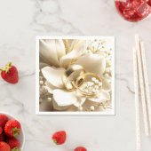 金ゴールド結婚の花のバンド スタンダードカクテルナプキン (インサイチュ)