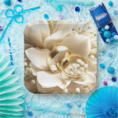 金ゴールド結婚の花のバンド ペーパープレート (パーティー)