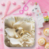 金ゴールド結婚の花のバンド ペーパープレート (パーティー)